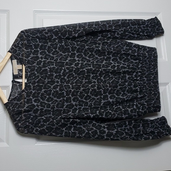 Michael Kors Black and White Snake Print Long Sleeve Blouse Size Small - Picture 1 of 11